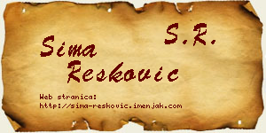 Sima Resković vizit kartica